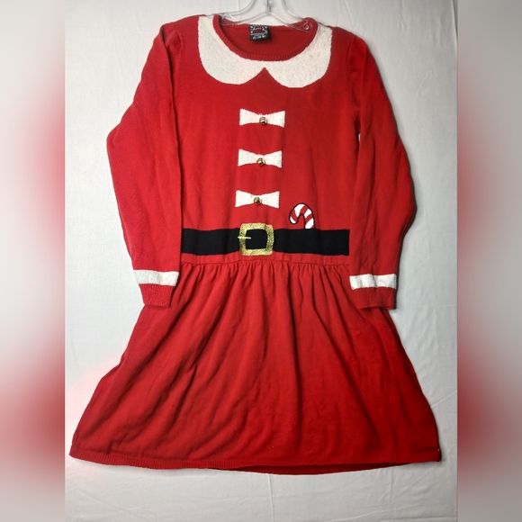 Holiday Sweater Dresses & Skirts - Festive Red Santa-Inspired Dress
